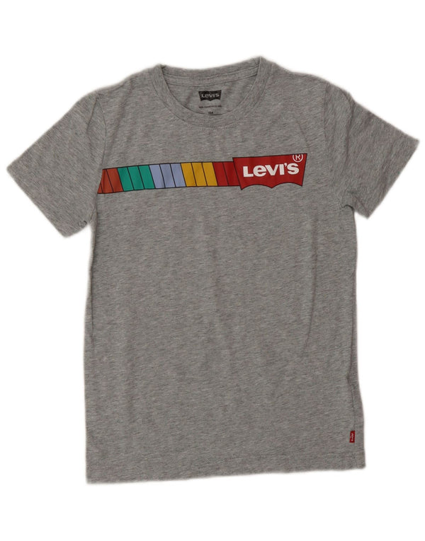 Levi's Boys Grafisk T-Shirt Top 9-10 år Grå Colourblock Bomuld