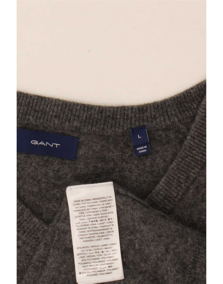 Gant Dame V-hals sweater UK 16 Stor Grå Uld