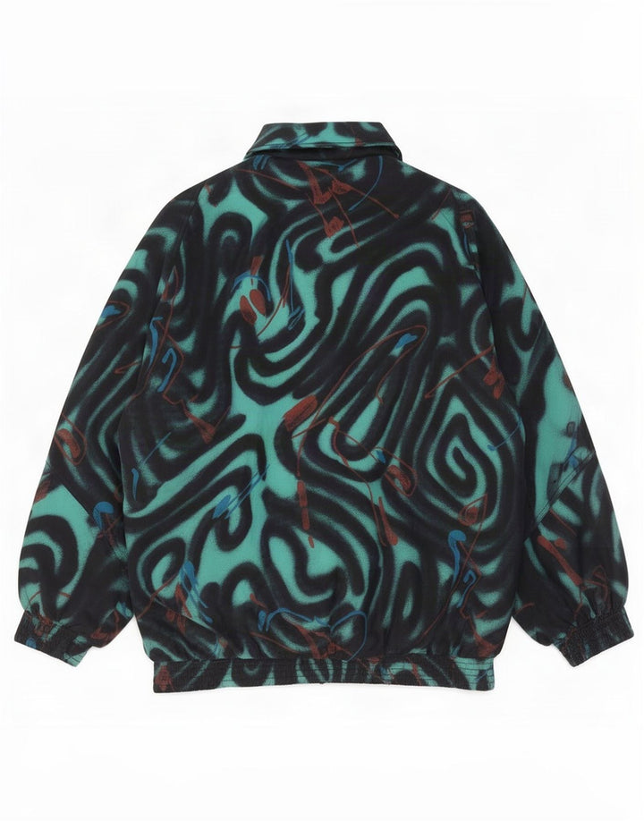 Vintage kvinders abstrakt mønster vindjakke UK 20 2XL Sort