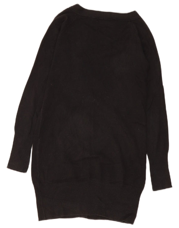 Zara Womens Longline Cardigan Sweater UK 10 Small Black Cotton