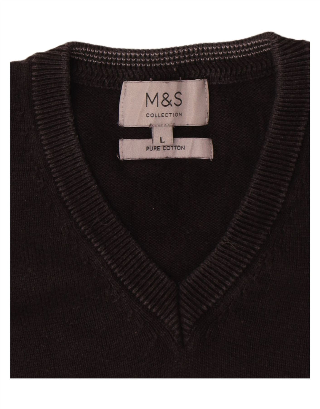 Marks & Spencer Herre V-hals sweater Stor sort bomuld