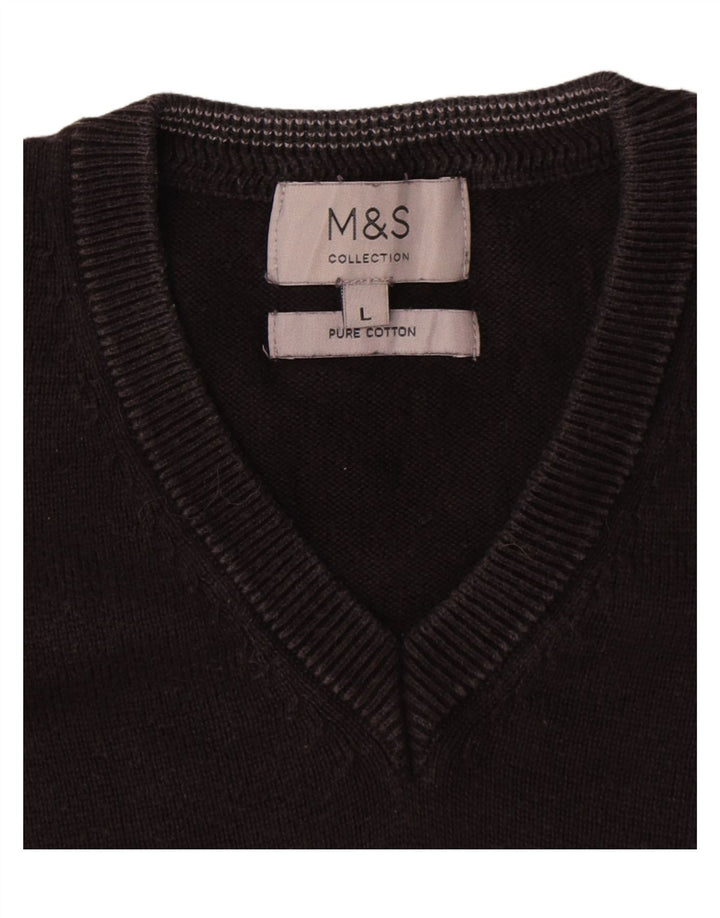 Marks & Spencer Herre V-hals sweater Stor sort bomuld