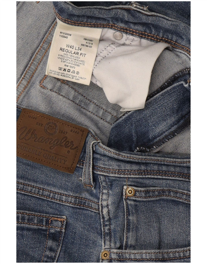 Wrangler Herre Regular Fit Straight Jeans W40 L34 Blå Bomuld