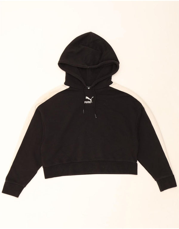PUMA Crop hættetrøje til kvinder UK 14 Medium Black Colourblock