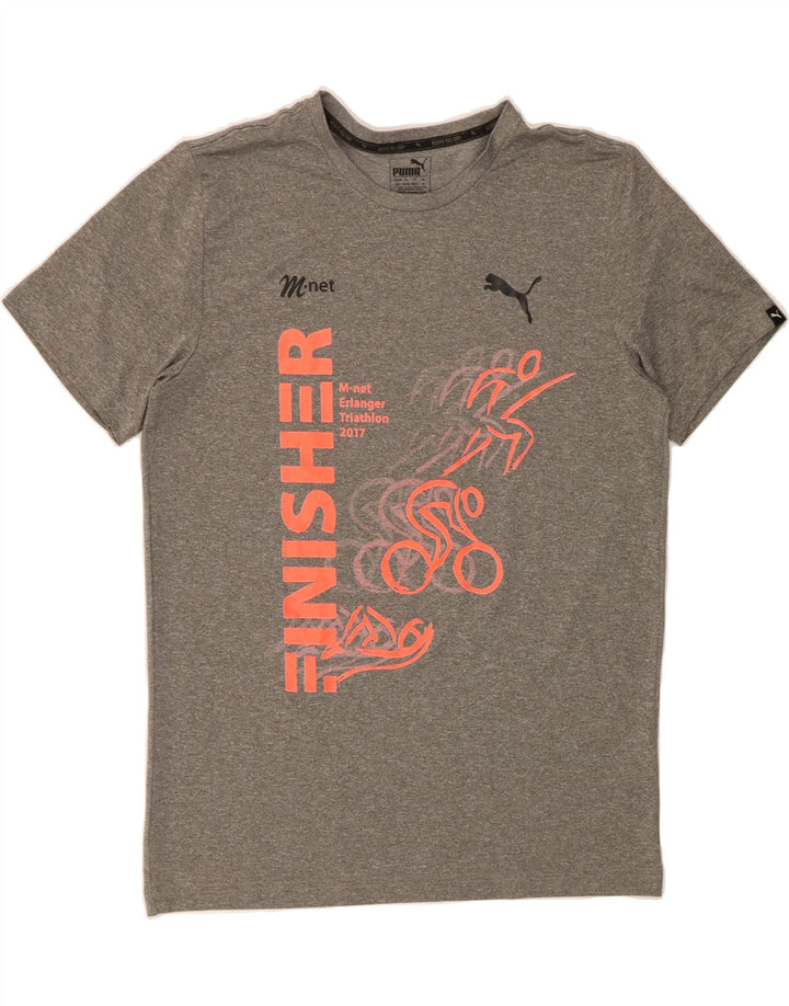 PUMA Mens Graphic T-Shirt Top Medium Grey Polyester Vintage Puma and Second-Hand Puma from Messina Hembry 