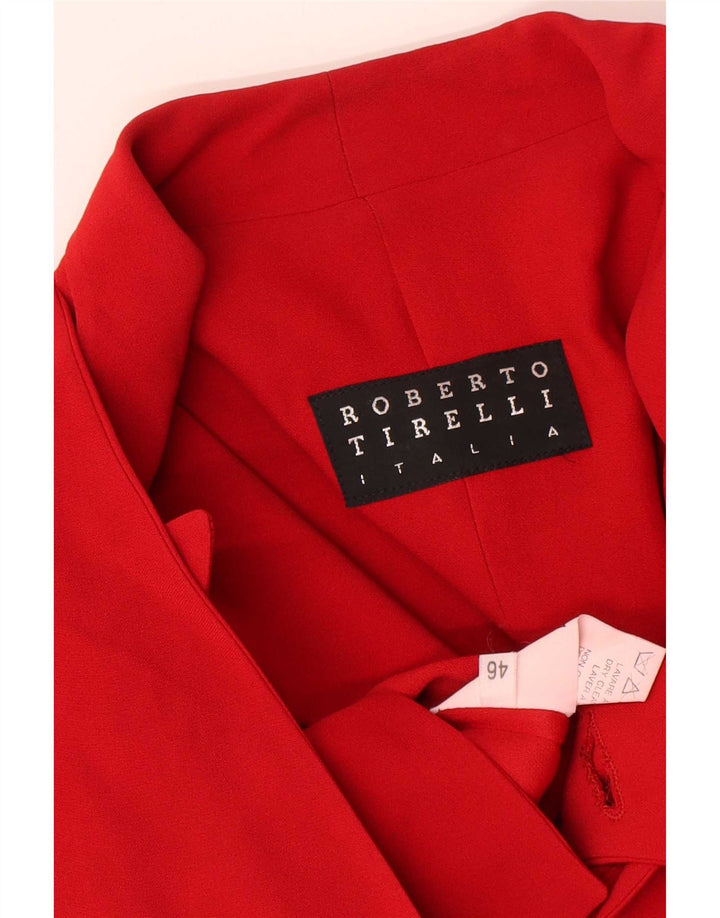Vintage Dame 1 Knap Crop Blazer Jacket IT 46 Stor Rød Viscose