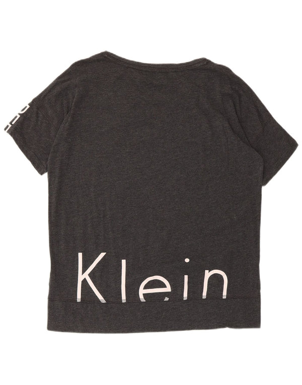 Calvin Klein Dame Performance Graphic T-Shirt Top UK 14 Medium Grey