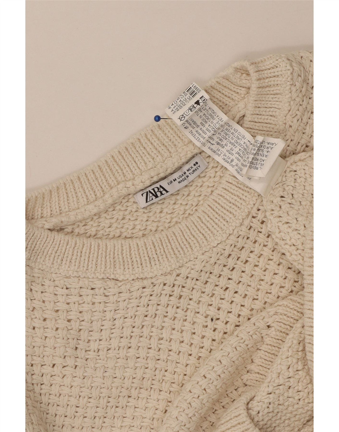 ZARA sweater med rund hals til mænd mellembeige polyester
