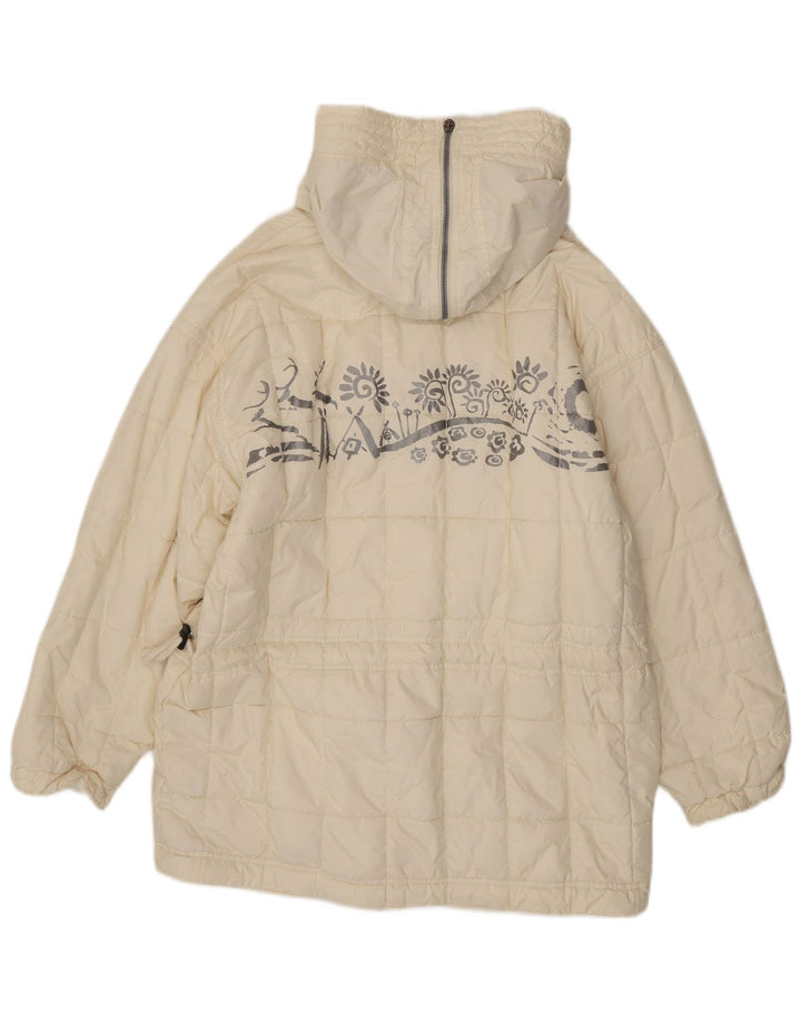 Vintage Dame Oversized Polstret Frakke UK 10 Small White Paisley Polyester