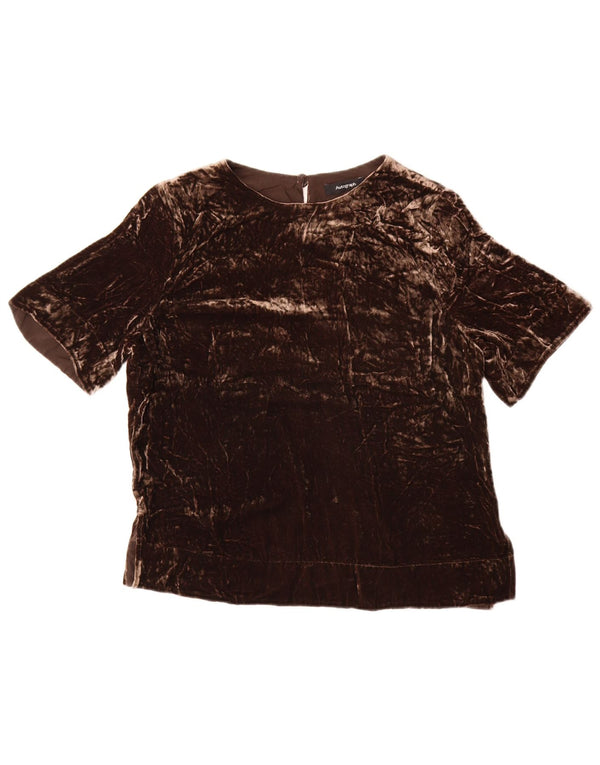Marks & Spencer Womens Autograph Velour Bluse Top UK 10 Small Brown