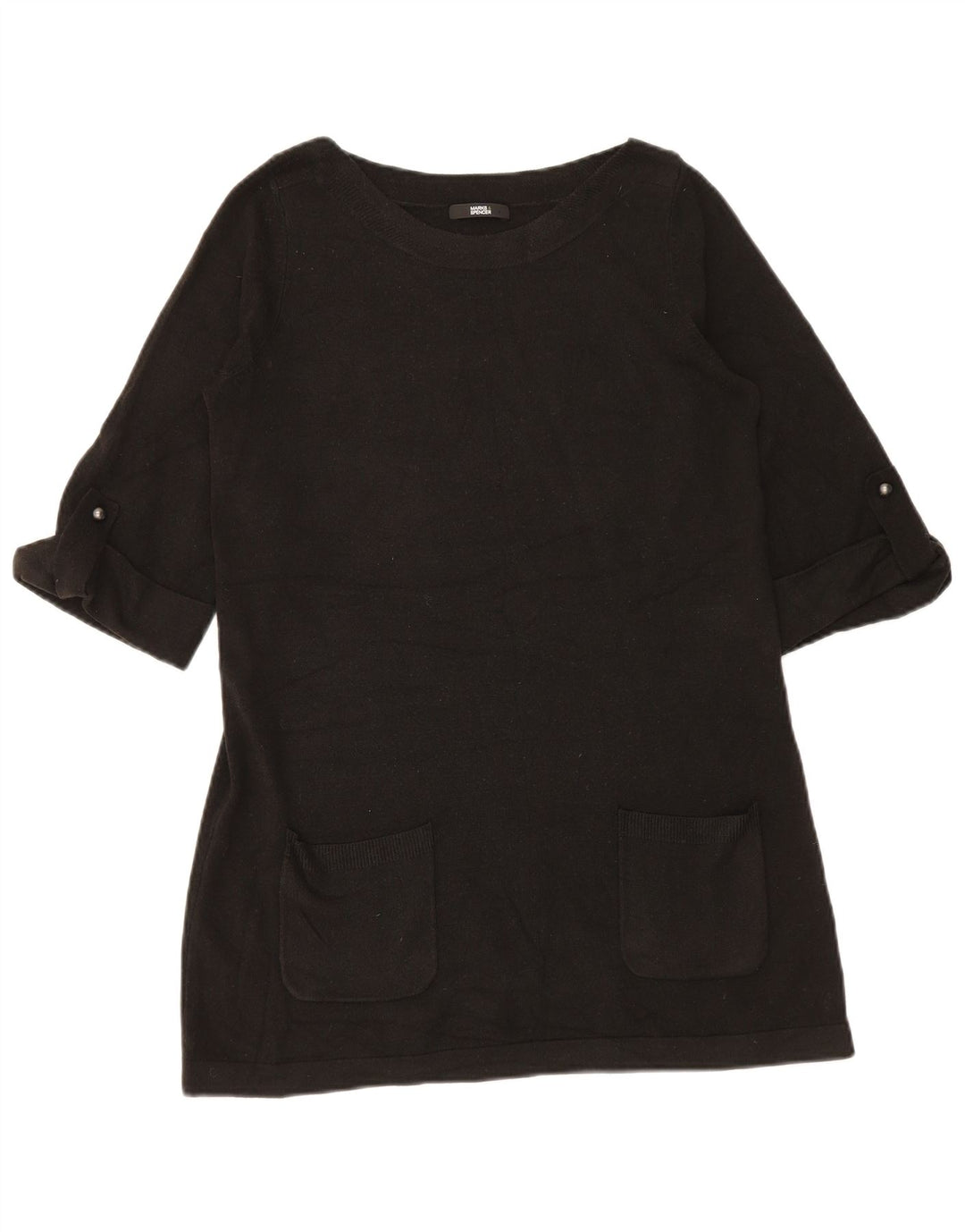 Marks & Spencer Dame 1/2-ærmet Boat Neck sweater UK 12 Medium Bla