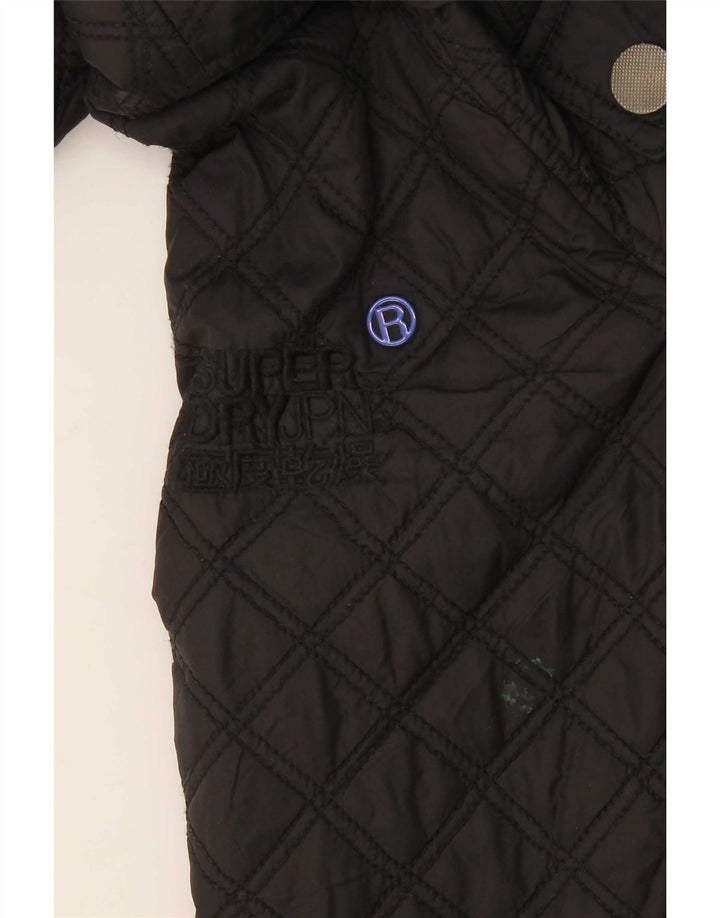 Superdry Mens Motorstyle Quilted Jacket UK 36 Small Black Polyester