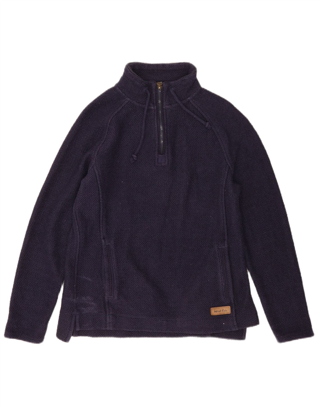 Weird Fish Dame Zip Neck Sweatshirt Jumper UK 12 Medium Navy Blue Bomuld