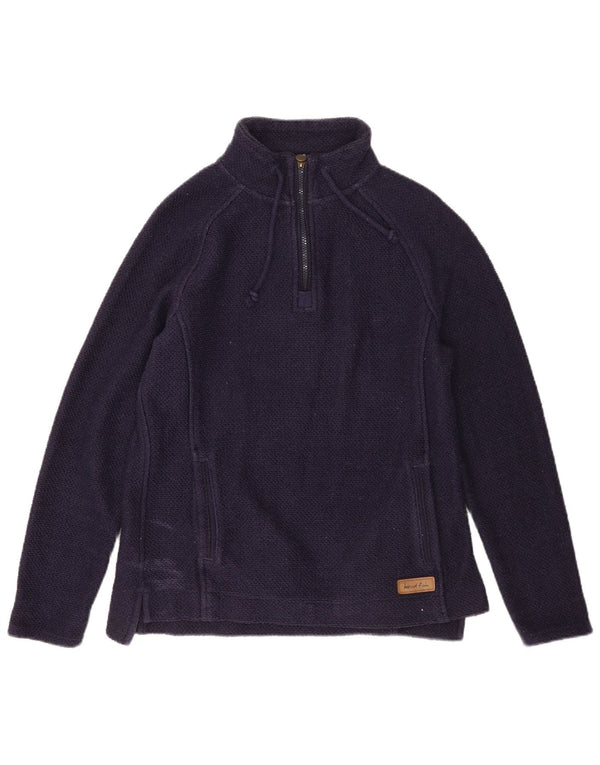 Weird Fish Dame Zip Neck Sweatshirt Jumper UK 12 Medium Navy Blue Bomuld