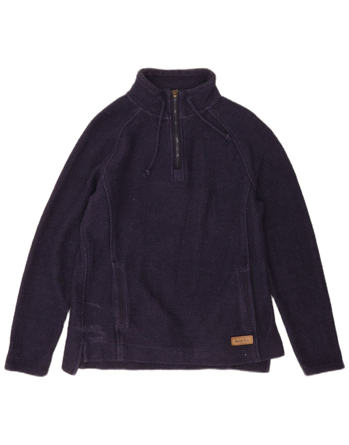 Weird Fish Dame Zip Neck Sweatshirt Jumper UK 12 Medium Navy Blue Bomuld