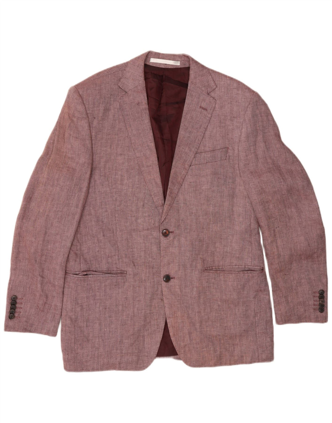 Marks & Spencer Herre 2 Button Blazer Jacket UK 40 Medium Pink Herringbone