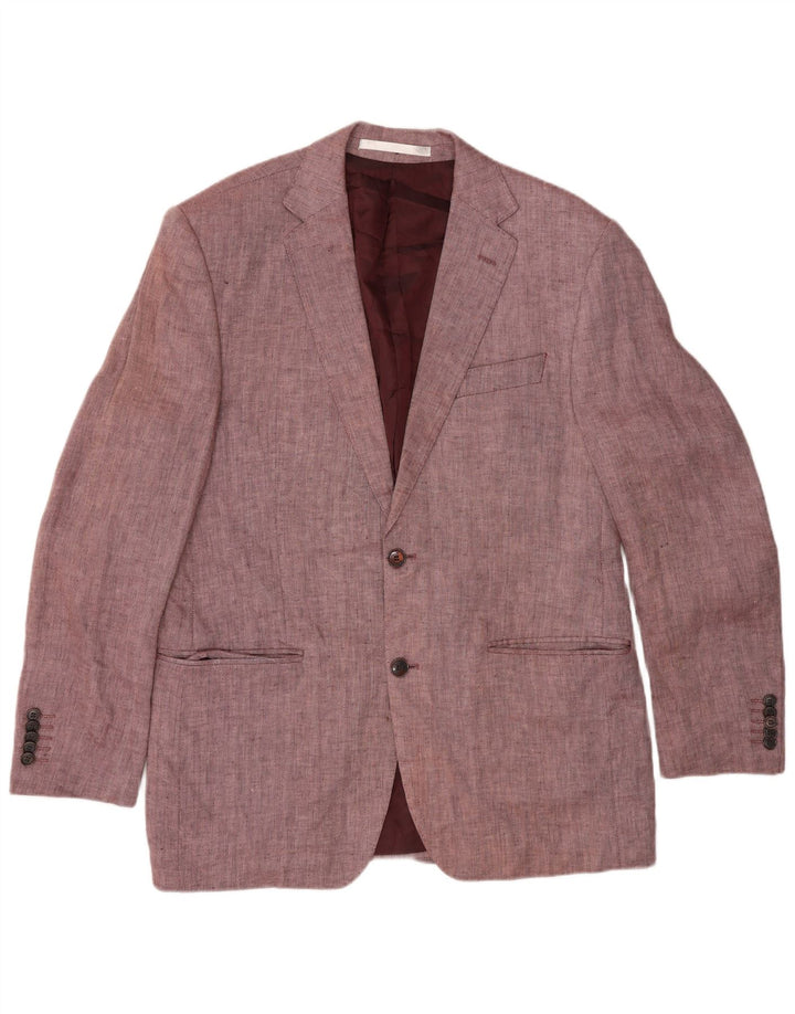 Marks & Spencer Herre 2 Button Blazer Jacket UK 40 Medium Pink Herringbone