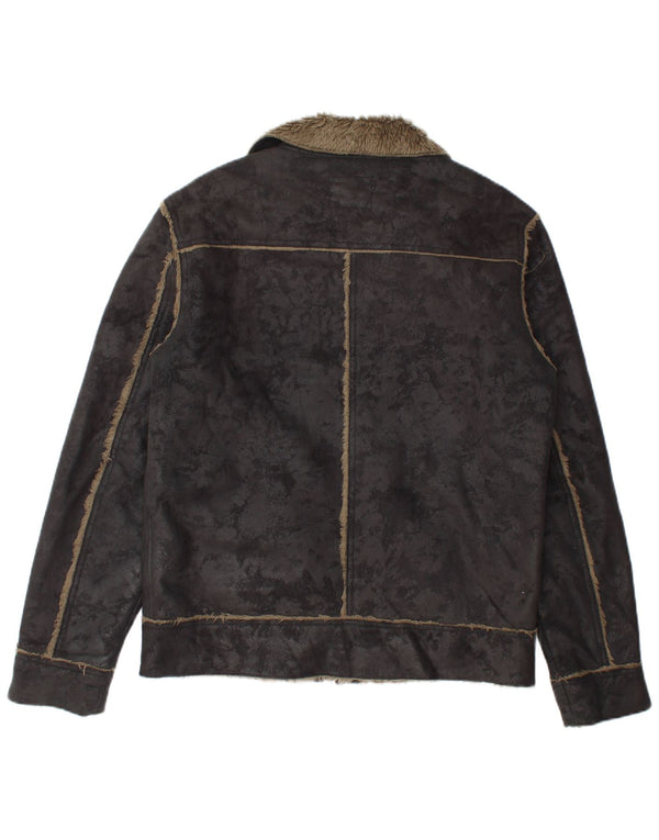 Rip Curl Mens Zip Sherpa Jacket UK 36 Small Black Tie Dye Polyester