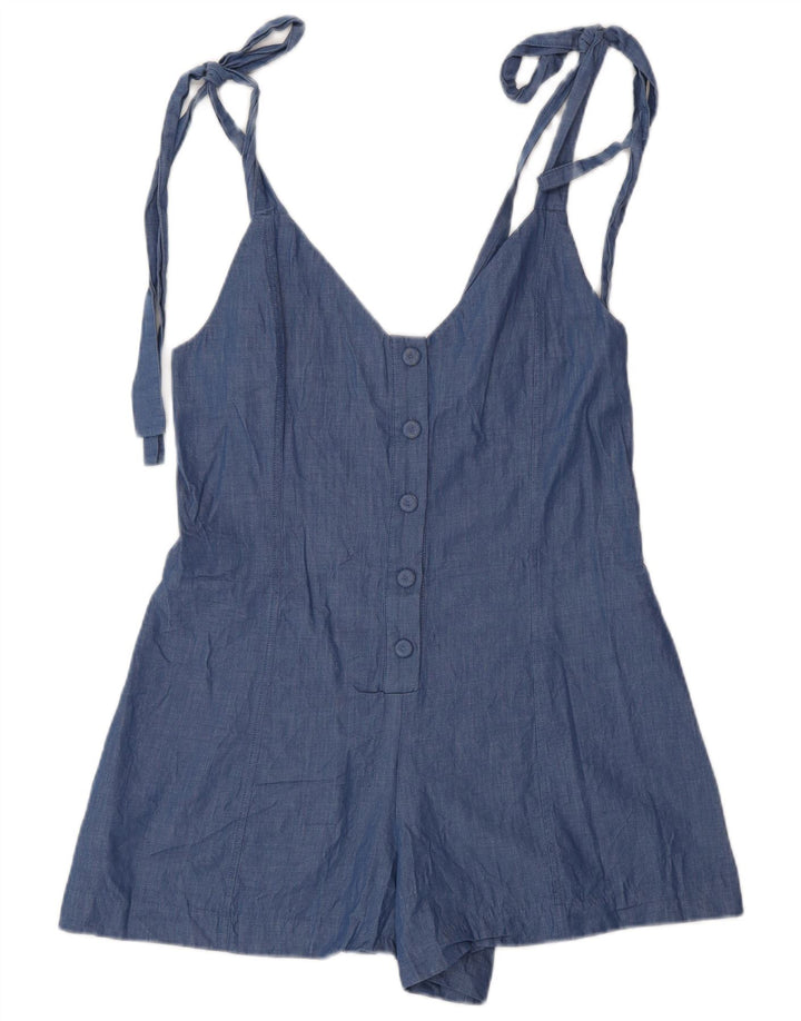Zara Dame Playsuit UK 10 Small Blue Cotton