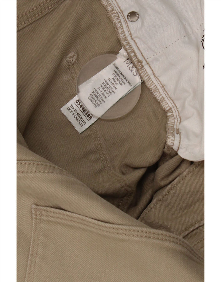 Marks & Spencer Straight Jeans til mænd W34 L31 Beige Bomuld