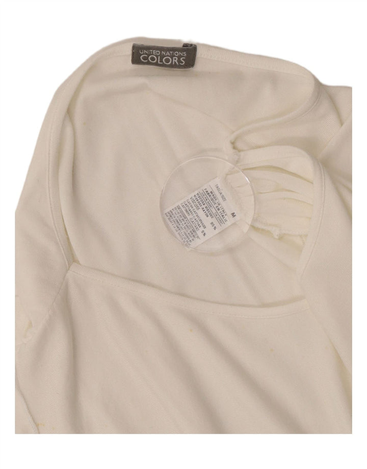 Benetton Womens Batwing Bluse Top UK 14 Medium Off White Viscose
