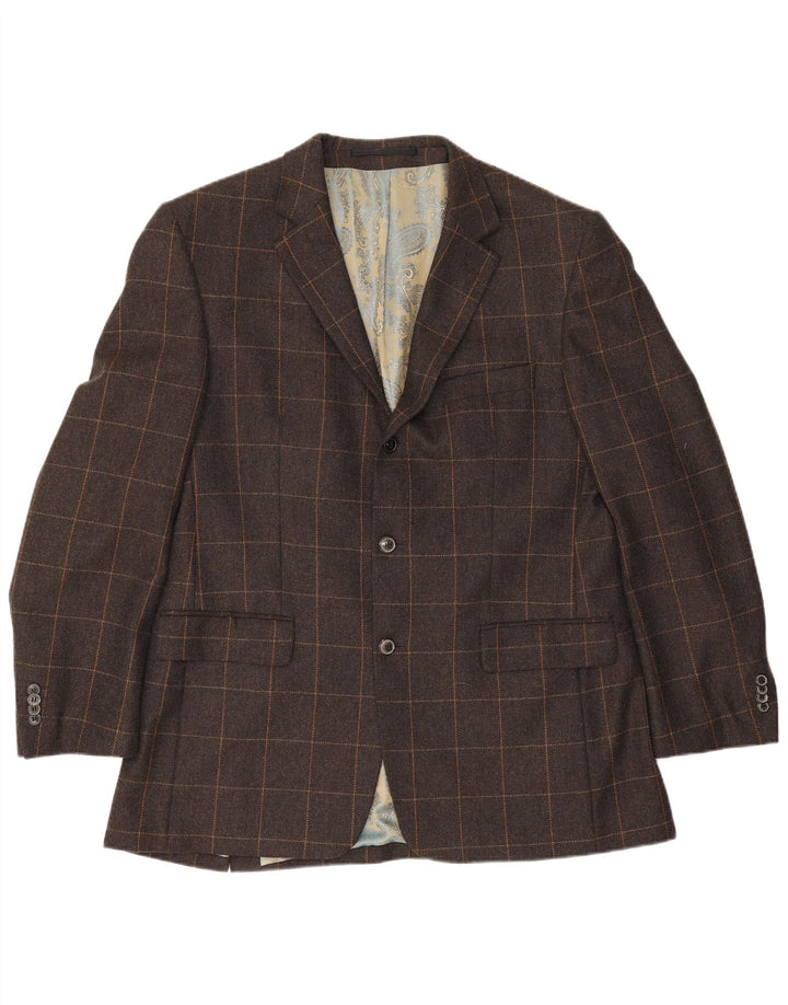 Vintage herre 3 knaps blazerjakke IT 54 2XL brun ternet kashmir