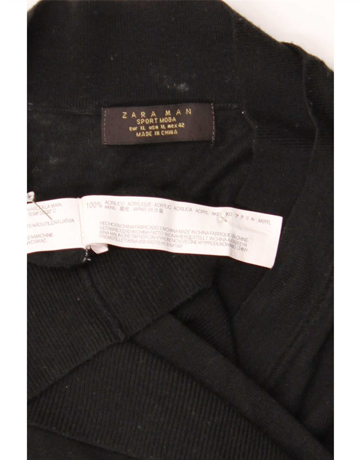 Zara Herre Cardigan Sweater XL Sort Akryl