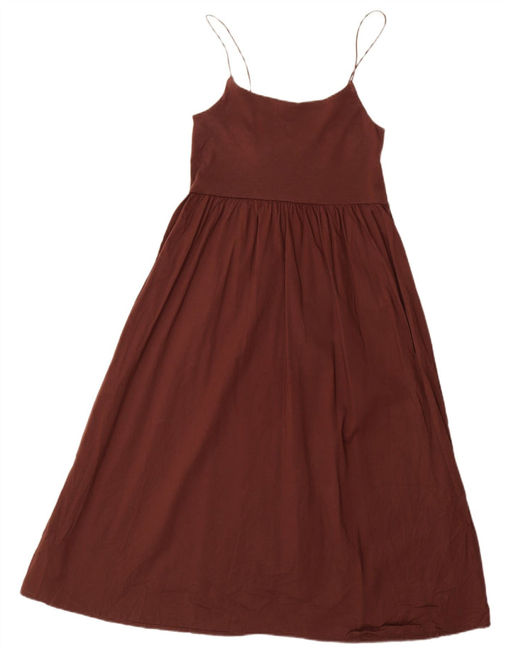 Zara Dame Solkjole UK 16 Stor Brun Bomuld