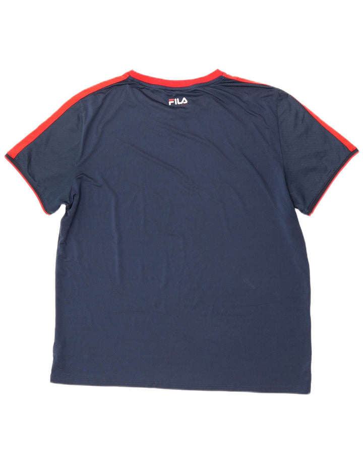 Fila Herre T-Shirt Top 2XL Marineblå Colourblock Polyester