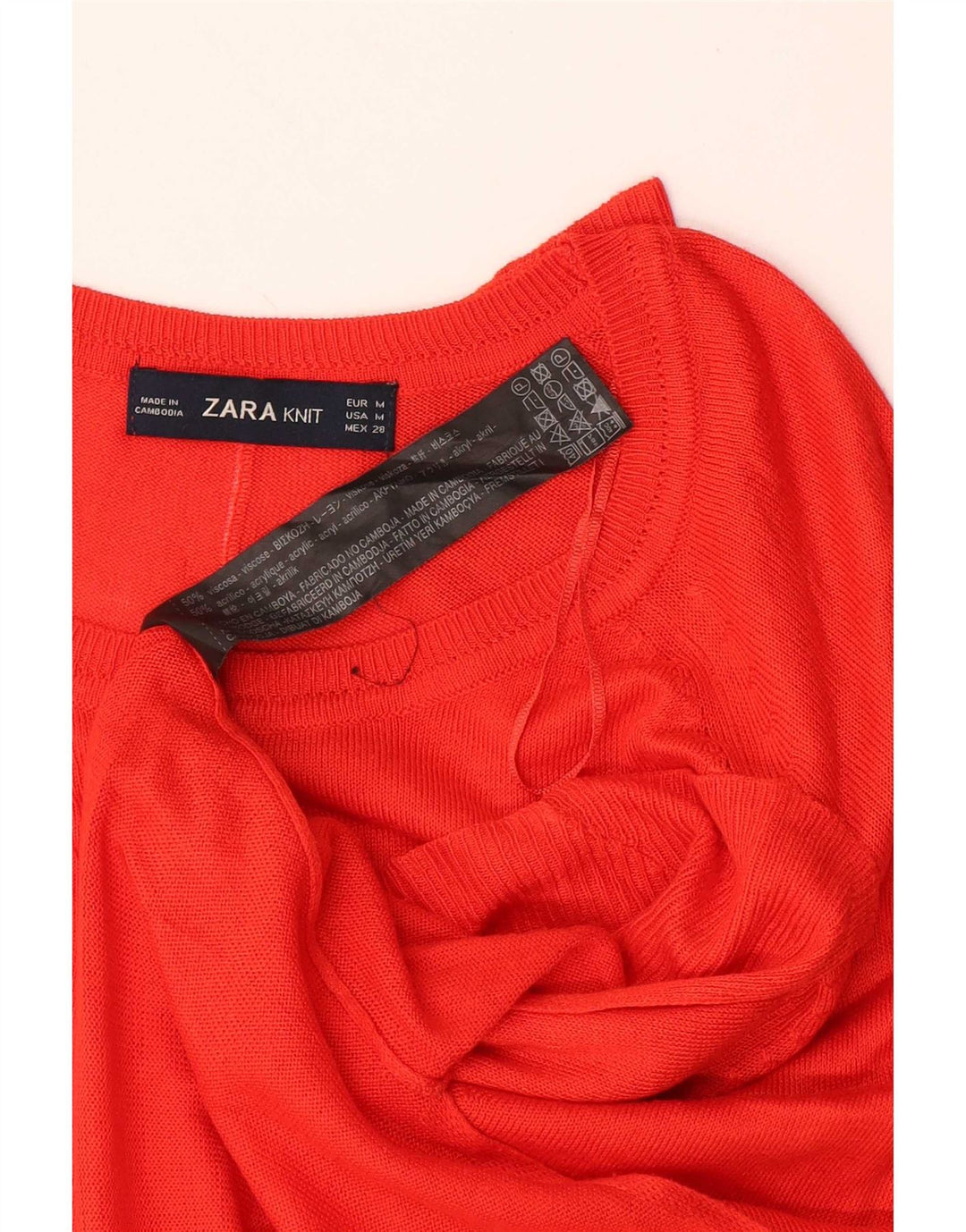 Zara Dame Oversized Boat Neck Jumper Sweater UK 14 Medium Orange Viscose