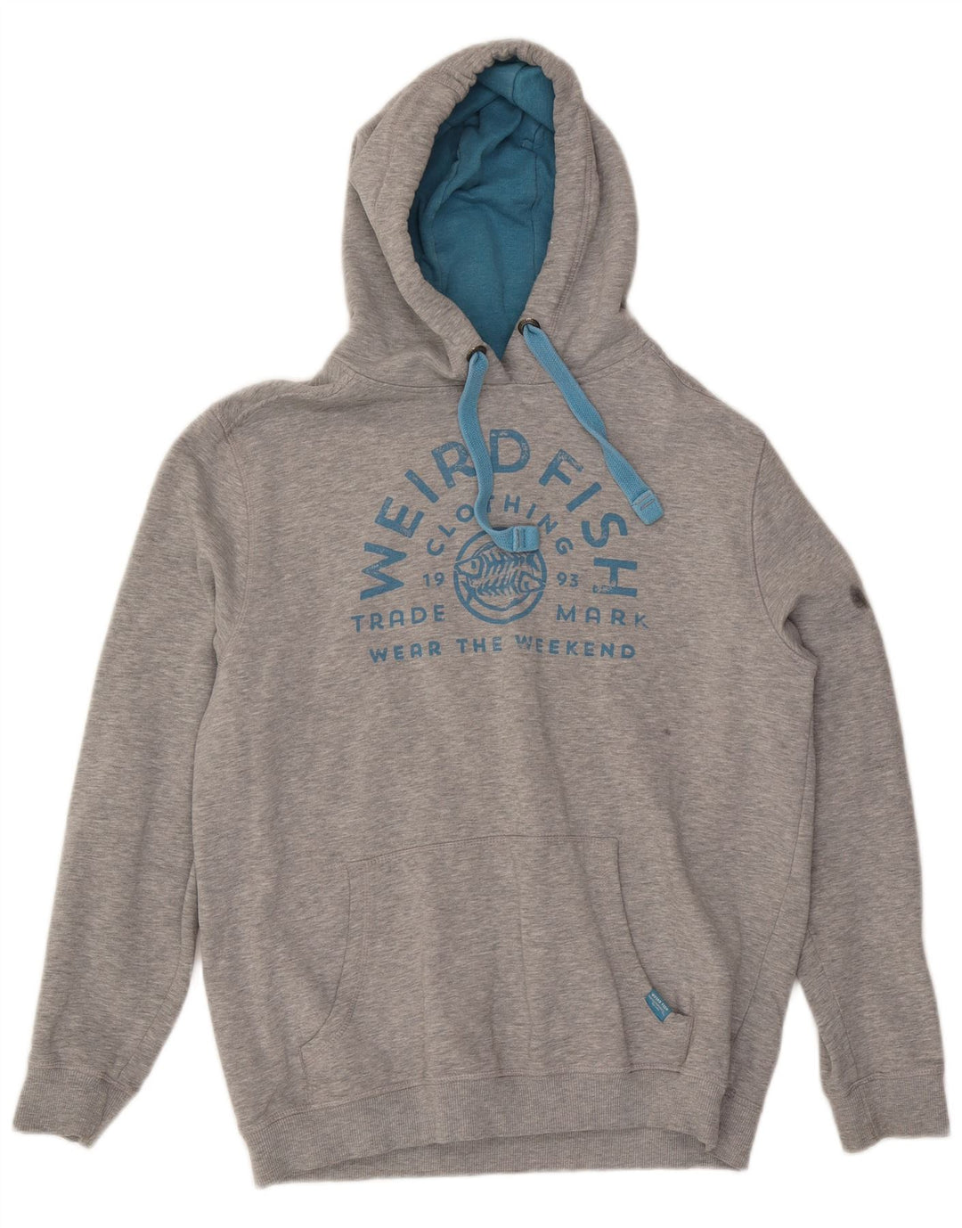 Weird Fish Herre grafisk hættetrøje stor grå flækket