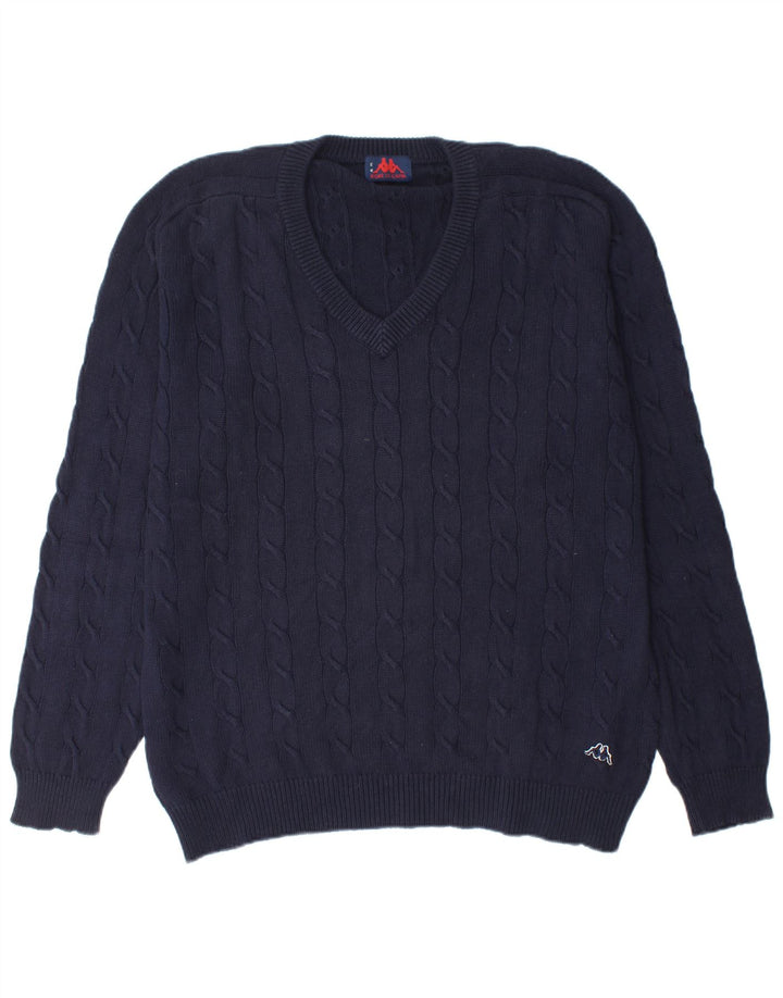 KAPPA Herre V-hals sweater XL marineblå bomuld