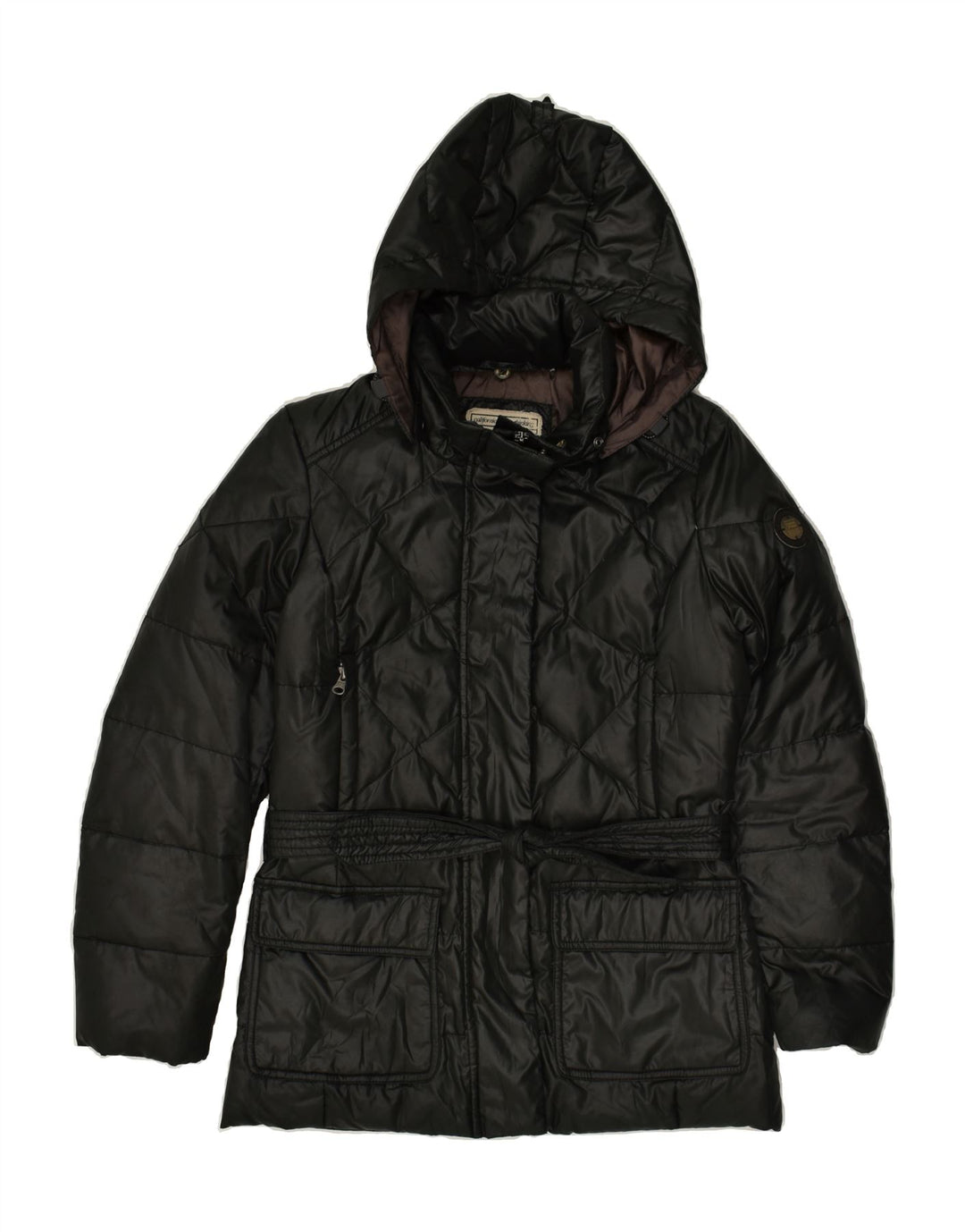 THINK PINK Womens Hooded Padded Jacket UK 6 XS Black | Vintage Think Pink | Thrift | Second-Hand Think Pink | Used Clothing | Messina Hembry 