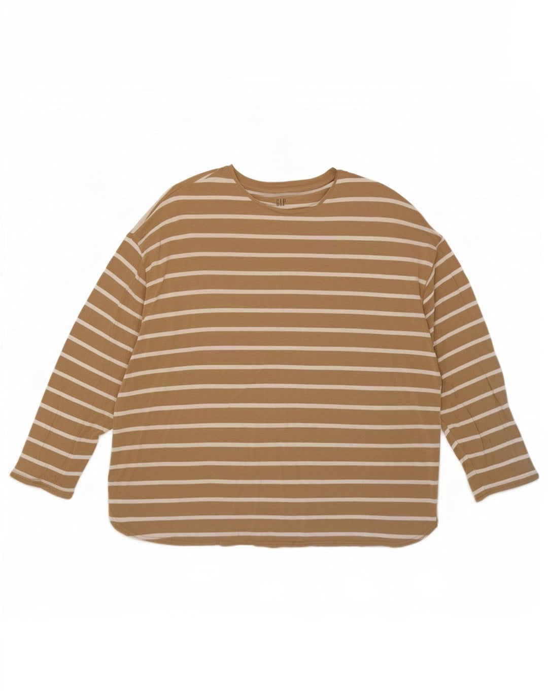 Gap Womens Oversized Top Langærmet UK 20 2XL Beige Stribet Rayon