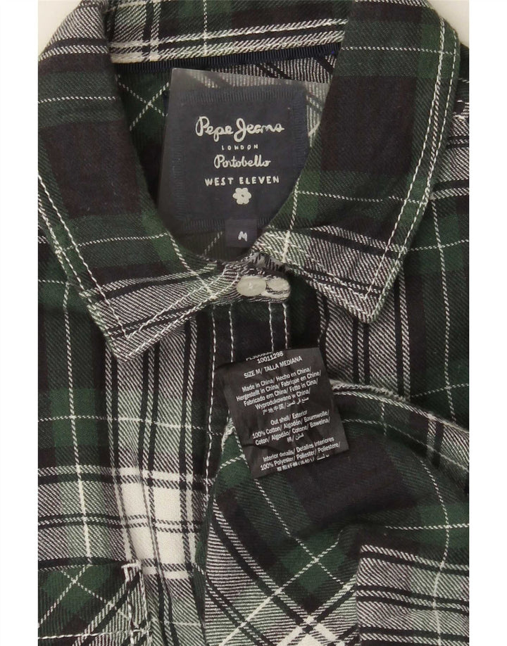 PEPE Jeans Dame Flanelskjorte UK 14 Medium Grøn Ternet Bomuld