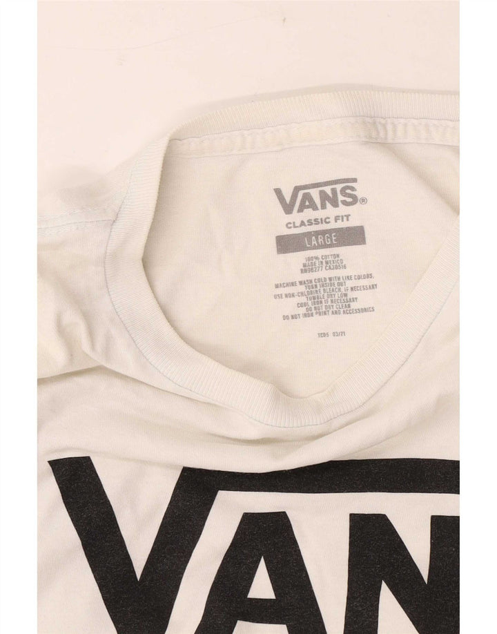 Vans Herre Classic Fit Grafisk T-Shirt Top Stor Hvid Bomuld
