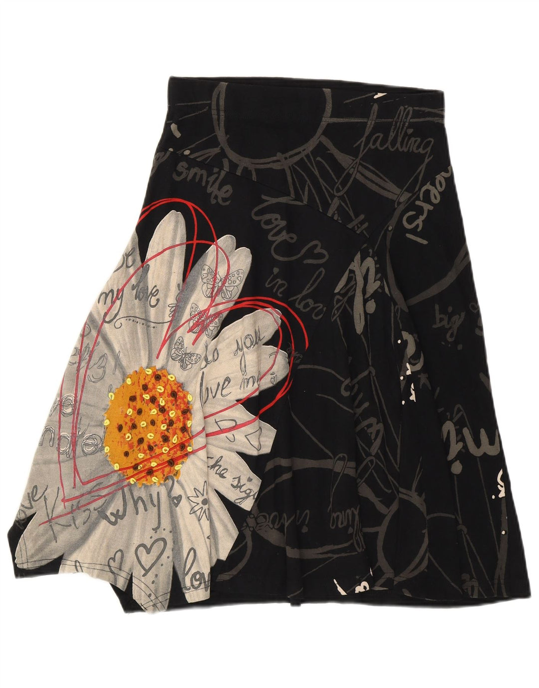 Desigual Kvinders Grafisk A-Line nederdel Small W26 Black Floral