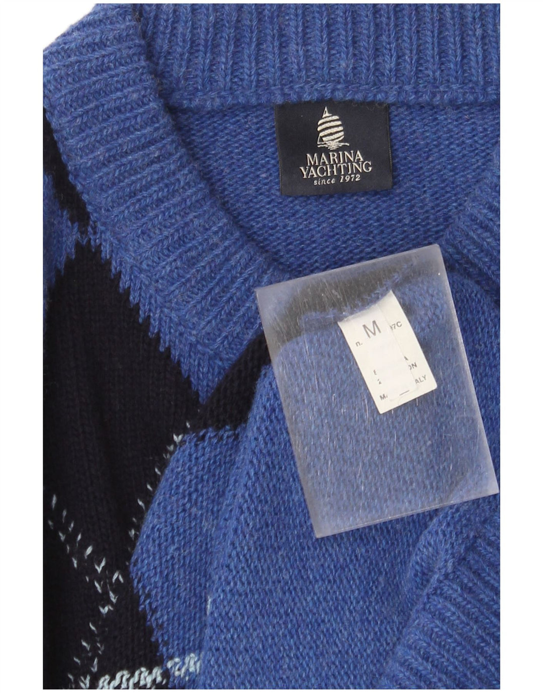 Marina Yachting Herre Crew Neck Jumper Sweater Medium Blue Argyle/Diamond