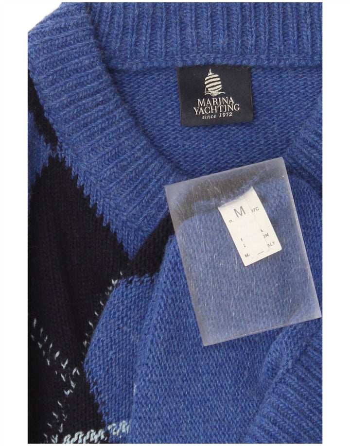 Marina Yachting Herre Crew Neck Jumper Sweater Medium Blue Argyle/Diamond