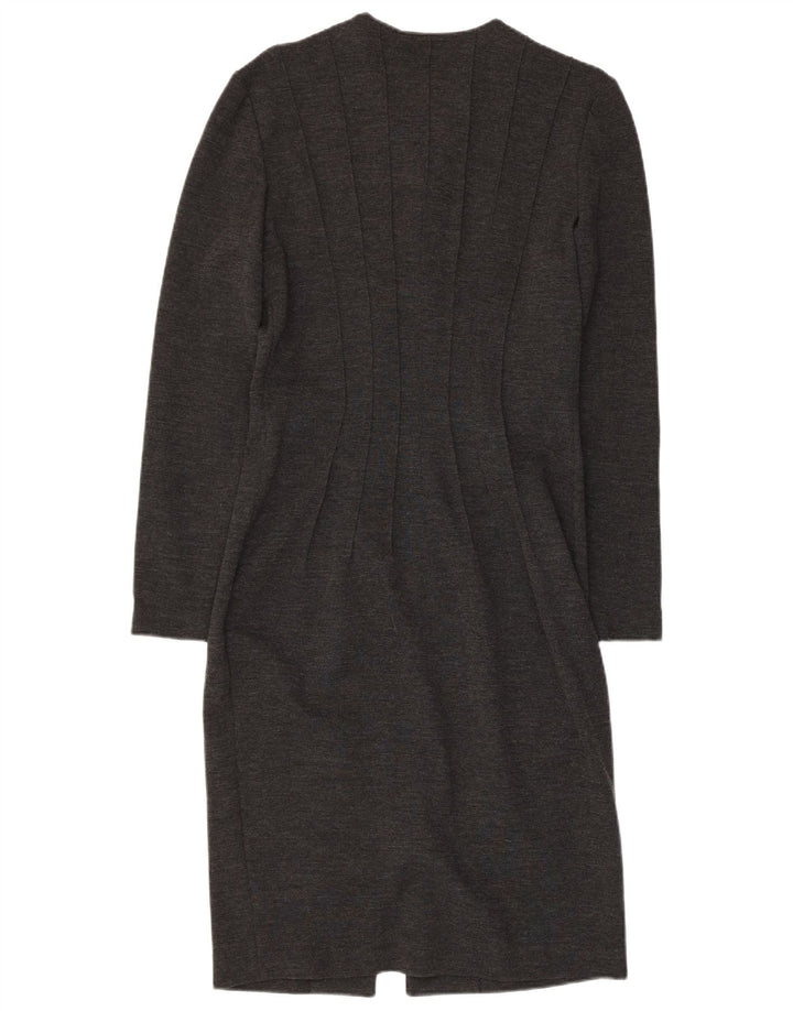 GAI MATTIOLO Dame Langærmet Bodycon Kjole UK 16 Large Grey Virgin Wool