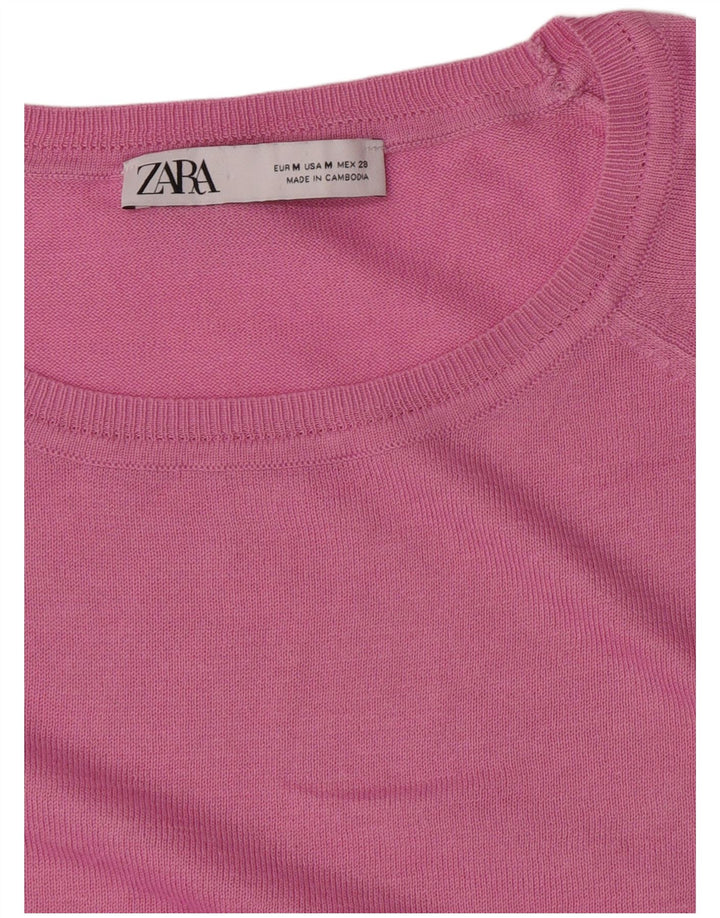 Zara Dame Boat Neck Jumper Sweater UK 14 Medium Pink