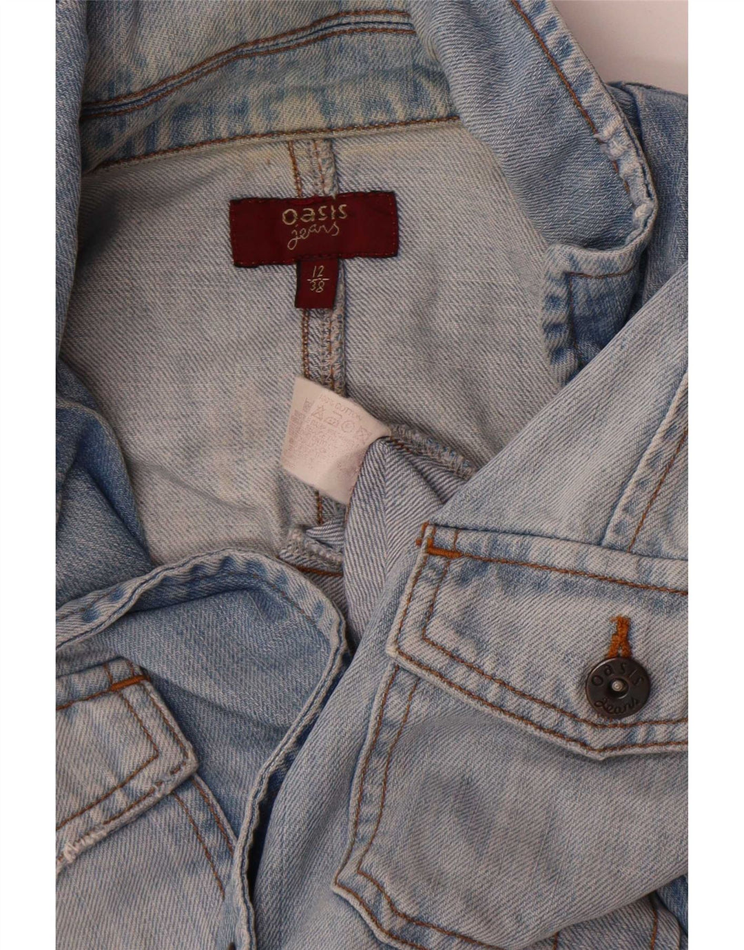 Oasis Dame denimjakke UK 12 Medium Blue Bomuld