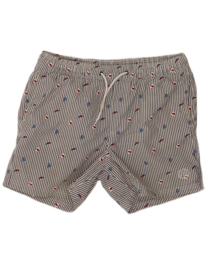 Jack & Jones Grafiske svømmeshorts til mænd mellemblå nålestribet bomuld