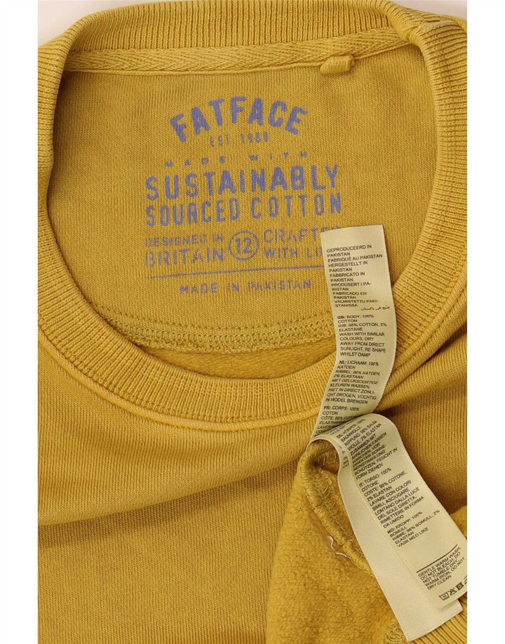 Fat Face Dame Oversized Sweatshirt Jumper UK 12 Medium Gul Bomuld