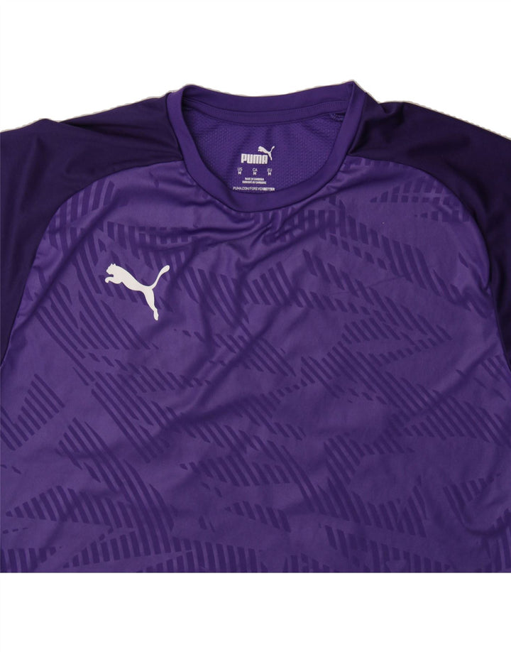 PUMA Mens Graphic T-Shirt Top Medium Purple Geometric Polyester Vintage Puma and Second-Hand Puma from Messina Hembry 