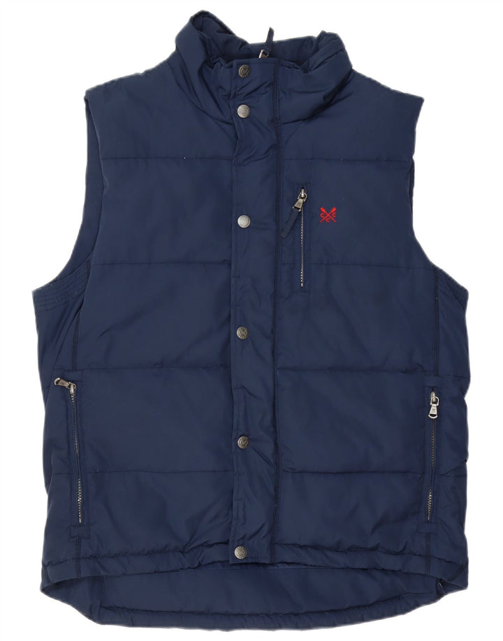 CREW TØJ Herre polstret Gilet UK 38 Medium Navy Blue Polyester