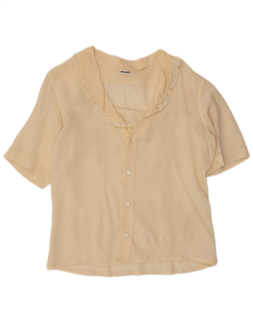 Vintage kvinders kortærmet skjortebluse UK 14 Medium Off White