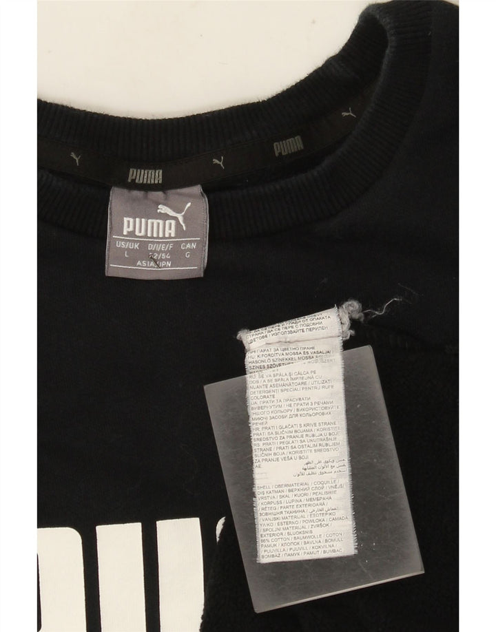 Puma Dame Grafisk Oversized Sweatshirt Jumper UK 16 Stor Sort Bomuld