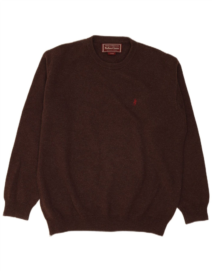 Marlboro Classics Herre Crew Neck Jumper Sweater Stor Brun Uld
