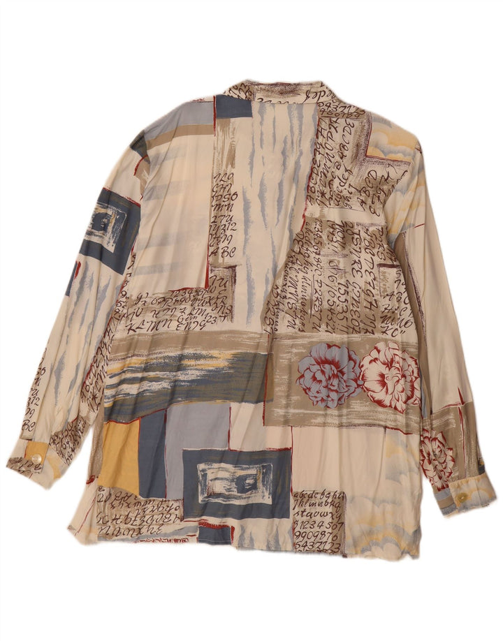 Vintage dameskjortekjole UK 16 Large Beige Patchwork